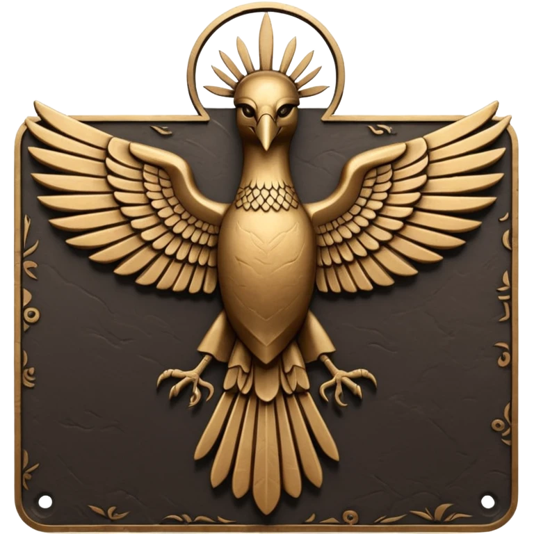 Minimal Faravahar-inspired ancient glyph,
Unicode-like pictogram similar to 𓄂𓆃,
abstract, single-symbol design,
monochrome, flat,
ancient carved sign,
no background, no text emoji