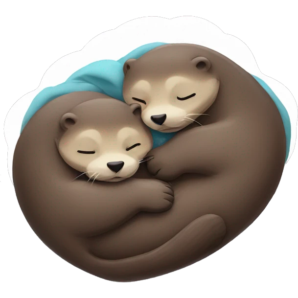 Two otters sleeping together, heart emoji  emoji