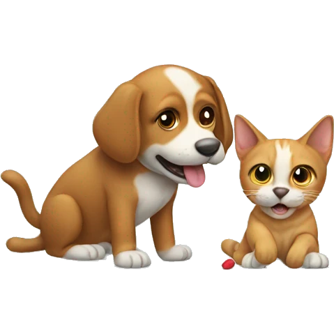 Cat and dog playing  emoji