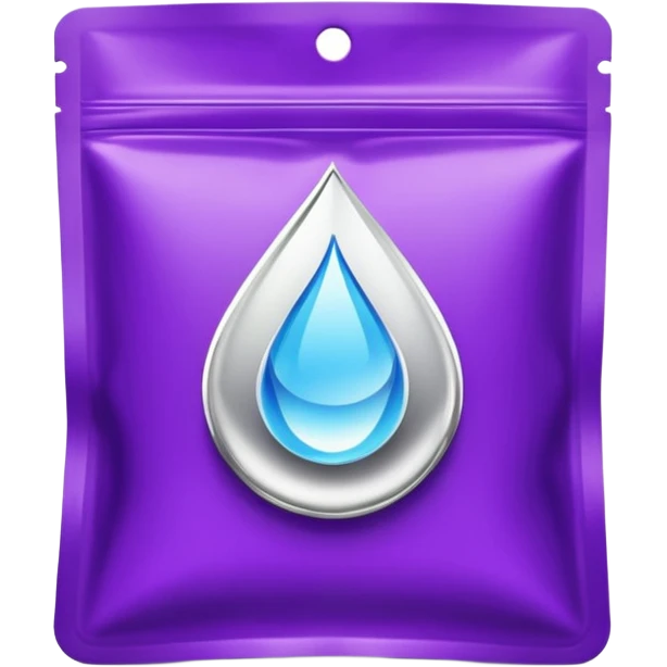 compact high-end purple supplement pouch with shiny silver highlights and simple droplet logo, VELOVITA RESERVE antioxidant product, contemporary premium look emoji