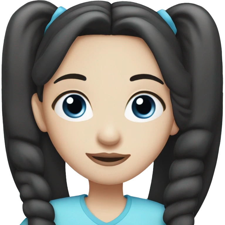 girl with pale skin black straight hair in two ponytails and blue eyes emoji