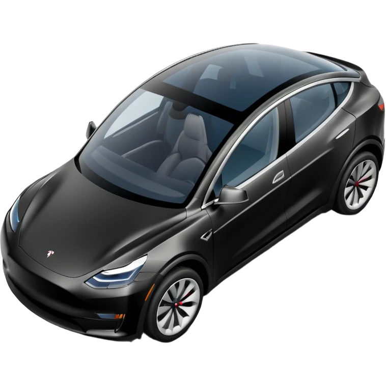 A Tesla Model Y parallel parking in front of a store, from above emoji