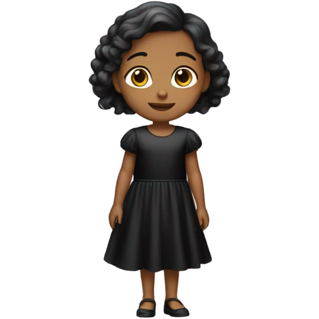 Una niña con un vestido largo negro brillanye emoji