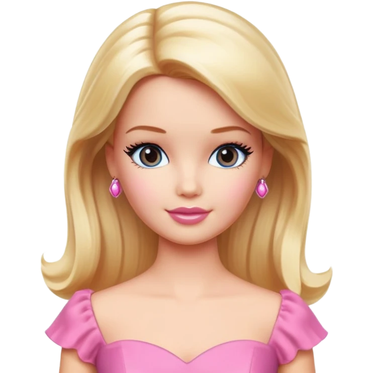 Barbie doll with blonde hair and pink dress emoji