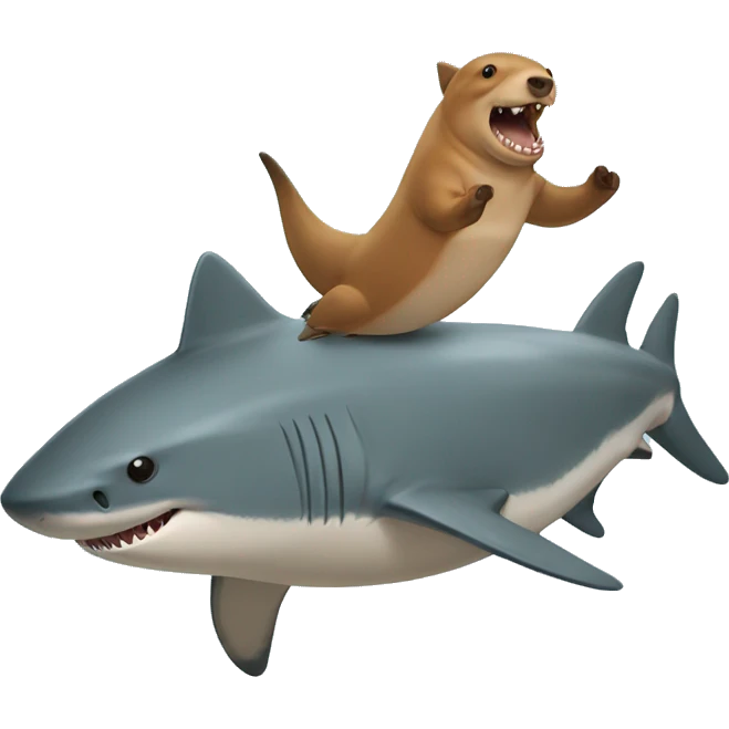 Blue Shark with a capybara riding it emoji