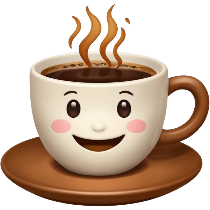 a cute cup of coffee with a smile, without the plate emoji