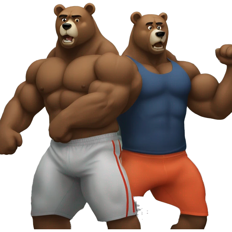 two strong bears on gym emoji