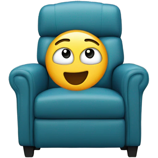Recliner chair with human face laughing  emoji
