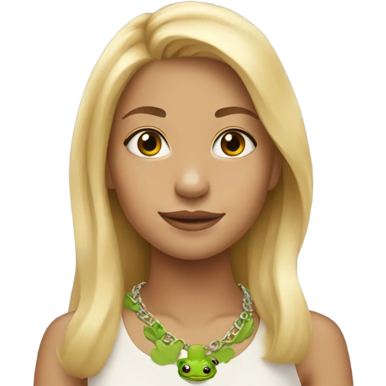 Blonde girl wearing frog necklace emoji