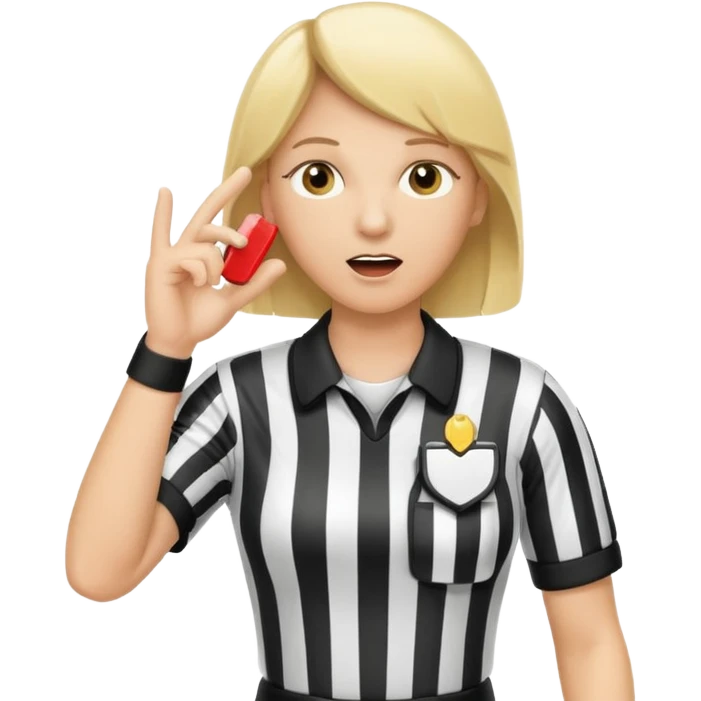 blonde football referee calling time out with hands and whistle emoji