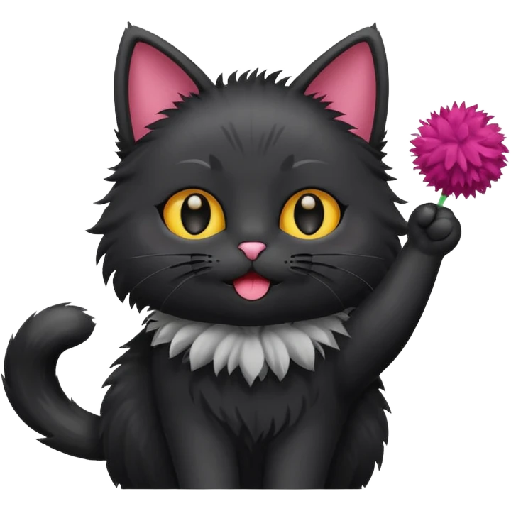 cheerleading black cat with pom pom emoji