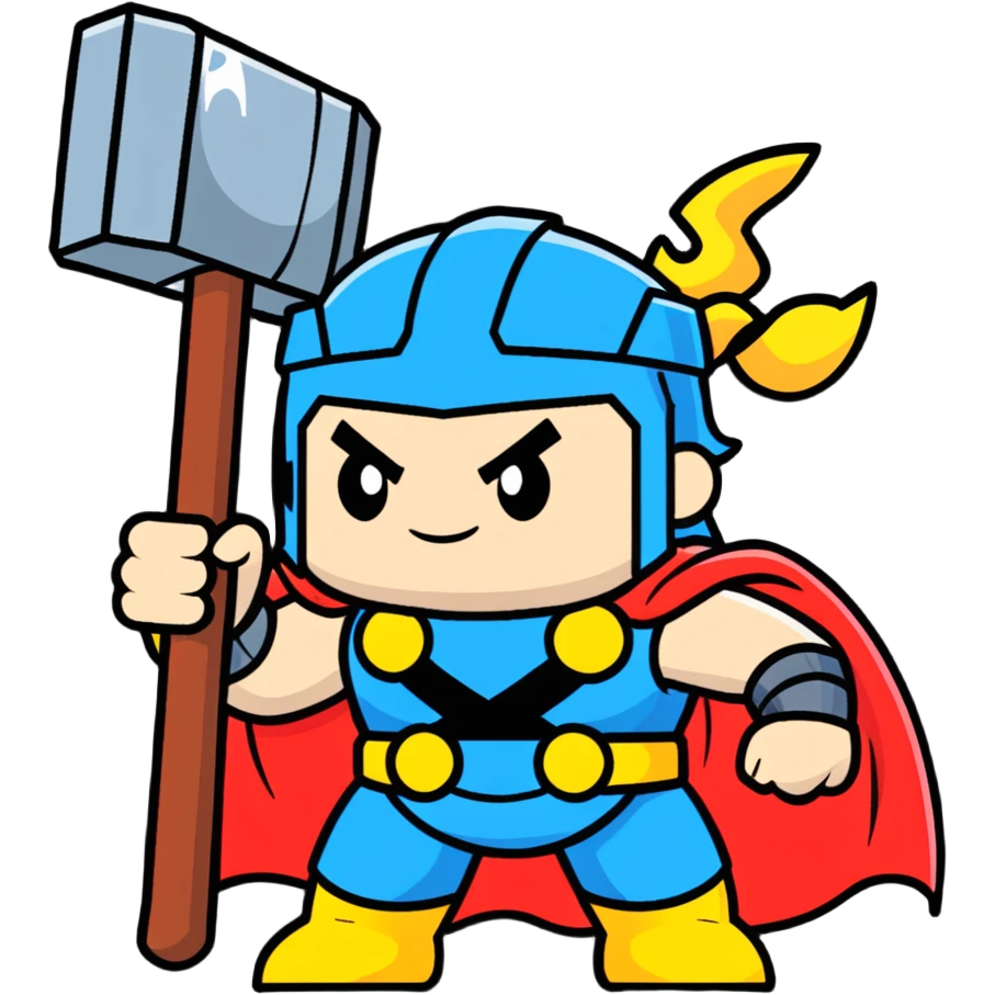 happy thor with lightning and hammer for kids emoji