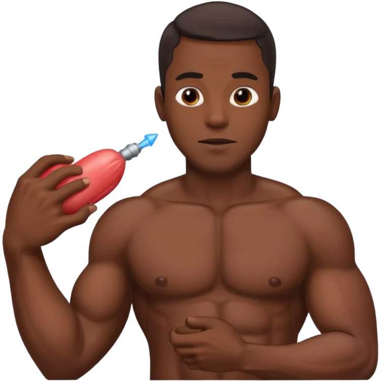 Black guy stroking his large dick while ejaculating emoji