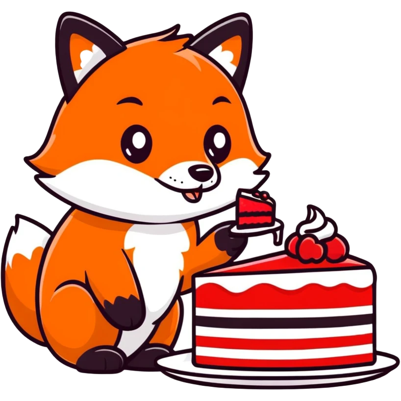 Red fox eating cake emoji