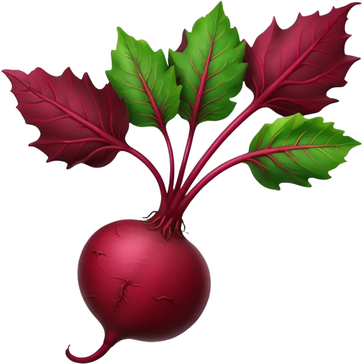 whole beet with a long green leaf stem, no bottom root emoji
