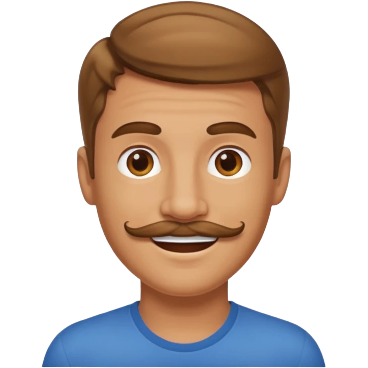 light brown haired guy with mustache smiling  emoji