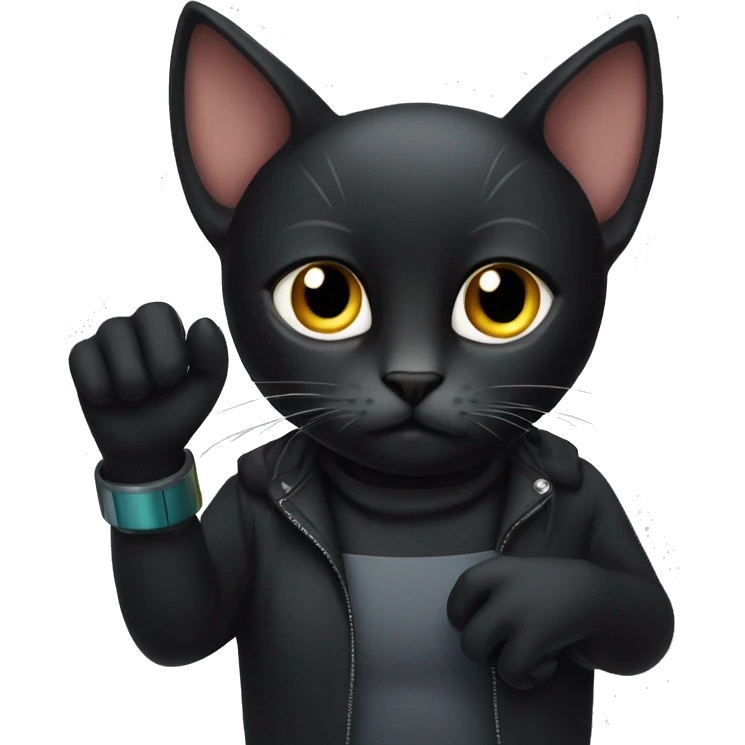 Black cat with termos on her hands emoji