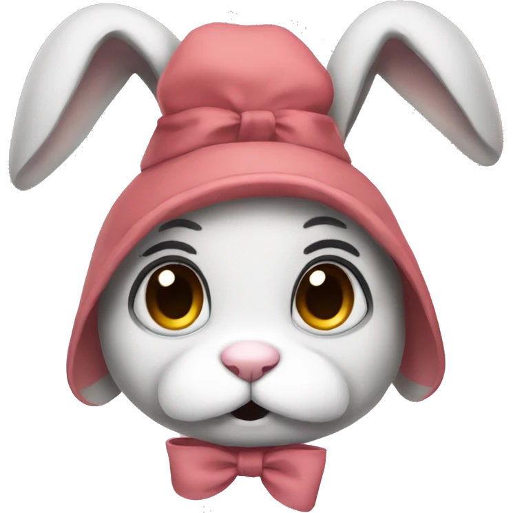sad rabbit sad big eyes with a head bow emoji