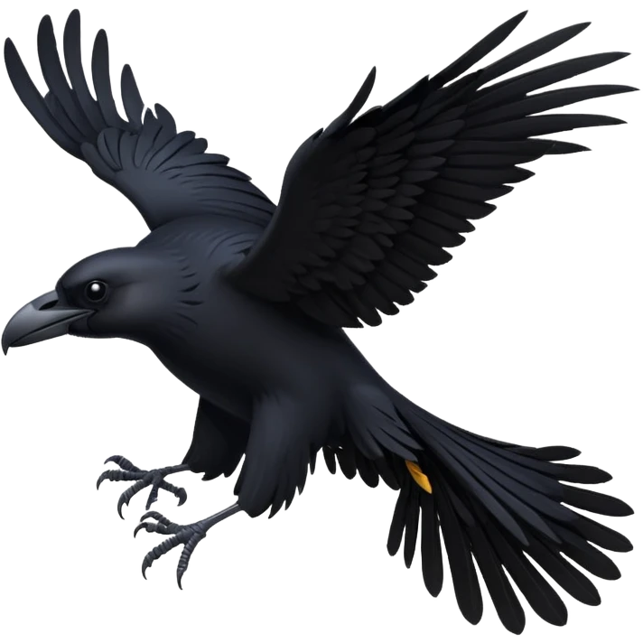 black raven in flight, representing bird shows at Puy du Fou theme park, emoji style emoji