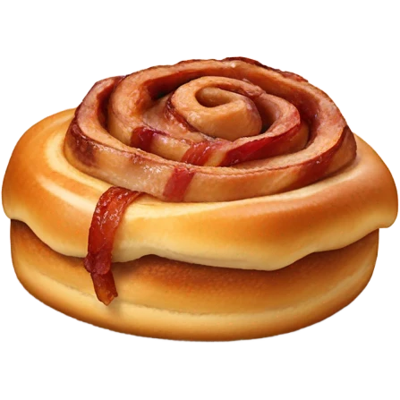 One Cinnamon bun with bacon on top emoji