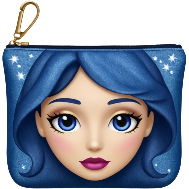 Glittery denim makeup bag emoji