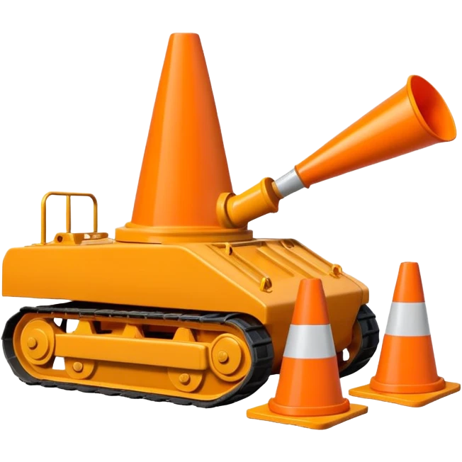 tank squashing traffic cones with its treads emoji