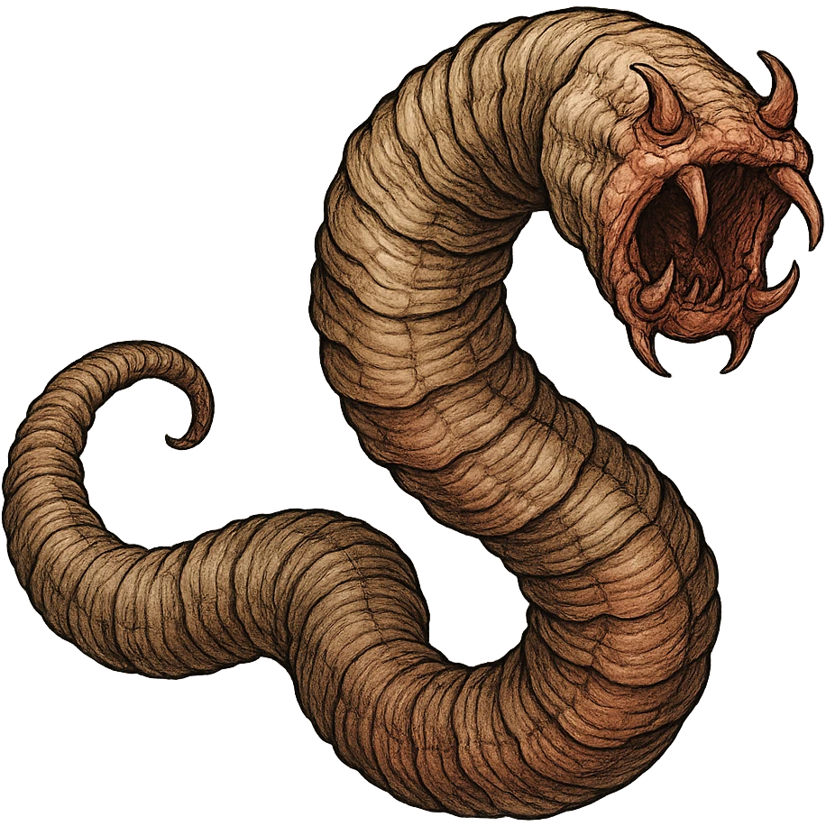 stylized intestinal parasite, menacing appearance, isolated white background, medical illustrative style, clear details emoji