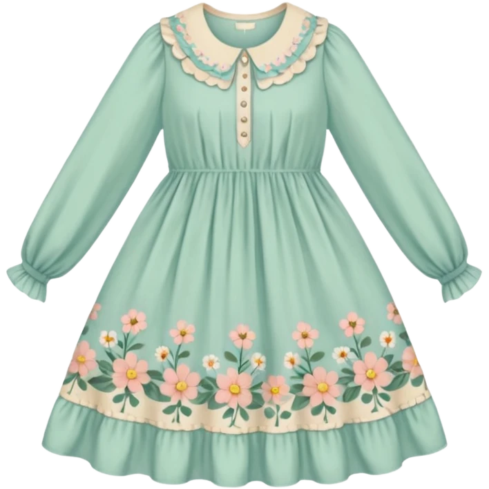 Cottagecore style ultra cute vintage material dress emoji