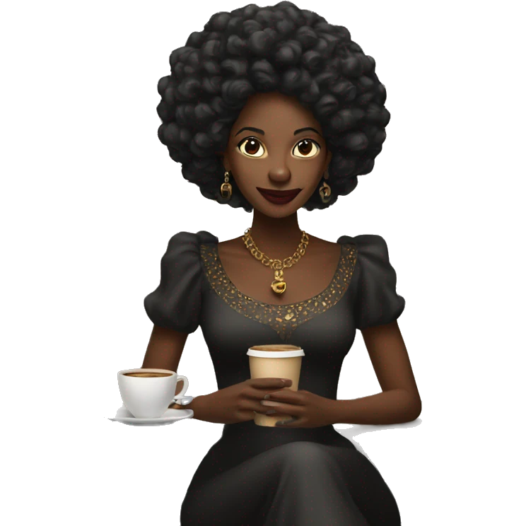 Black queen with coffee emoji