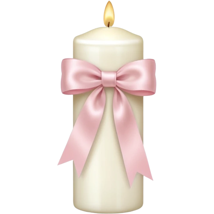 make a white candle with a light pink ribbon bow emoji