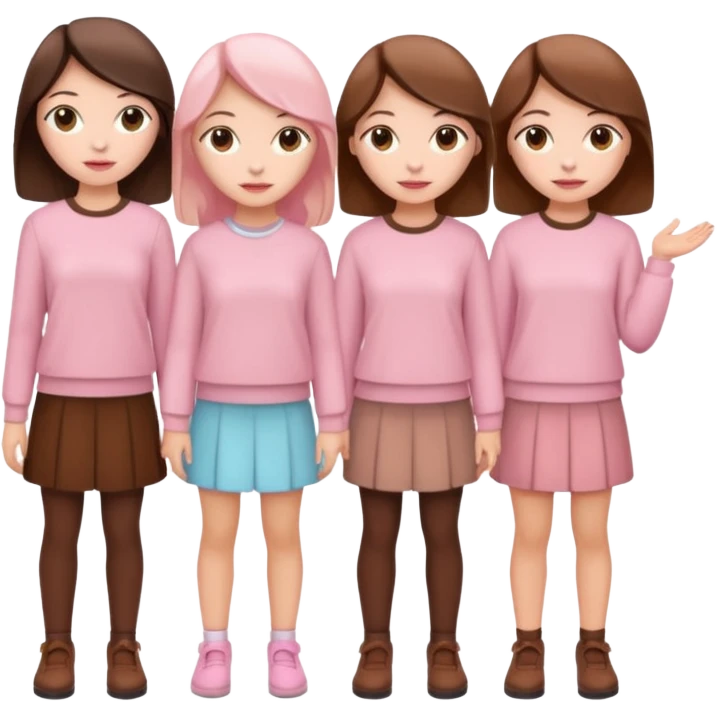 girlfriends with pastel pink and brown clothes emoji