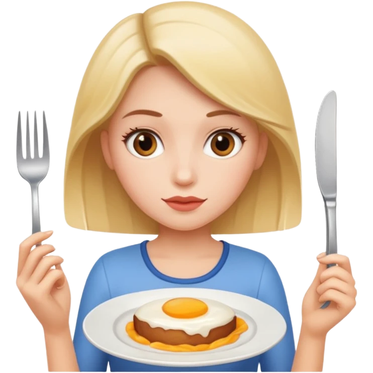 girl with plate and fork in her hand emoji