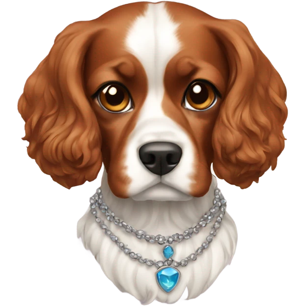 A cavalier dog wearing a necklace emoji