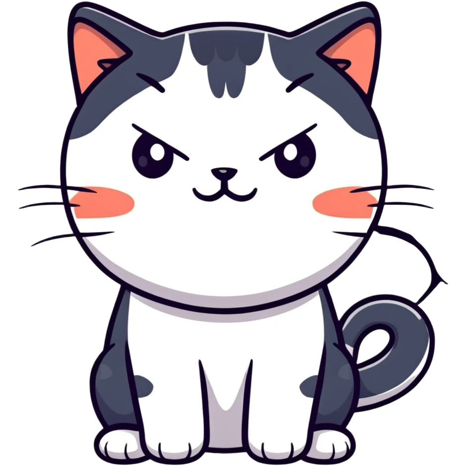 Cute cat with anxious expression emoji