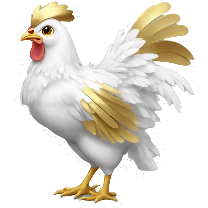 white chicken with gold wings emoji