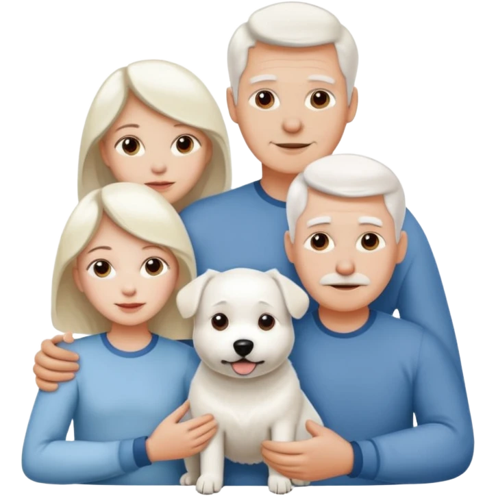 parents, daughter and a white dog emoji