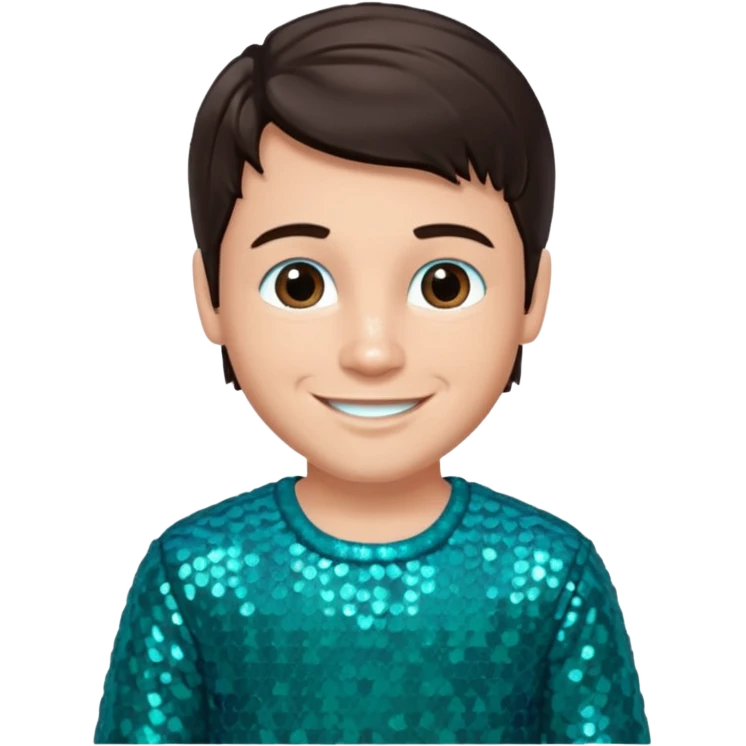 Daniel from The Bible with dark brown hair, teal sequin outfit emoji