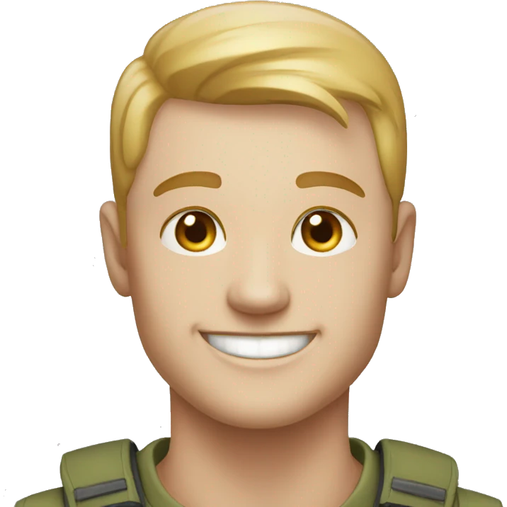 smiling outdoor portrait shaved pale male  emoji