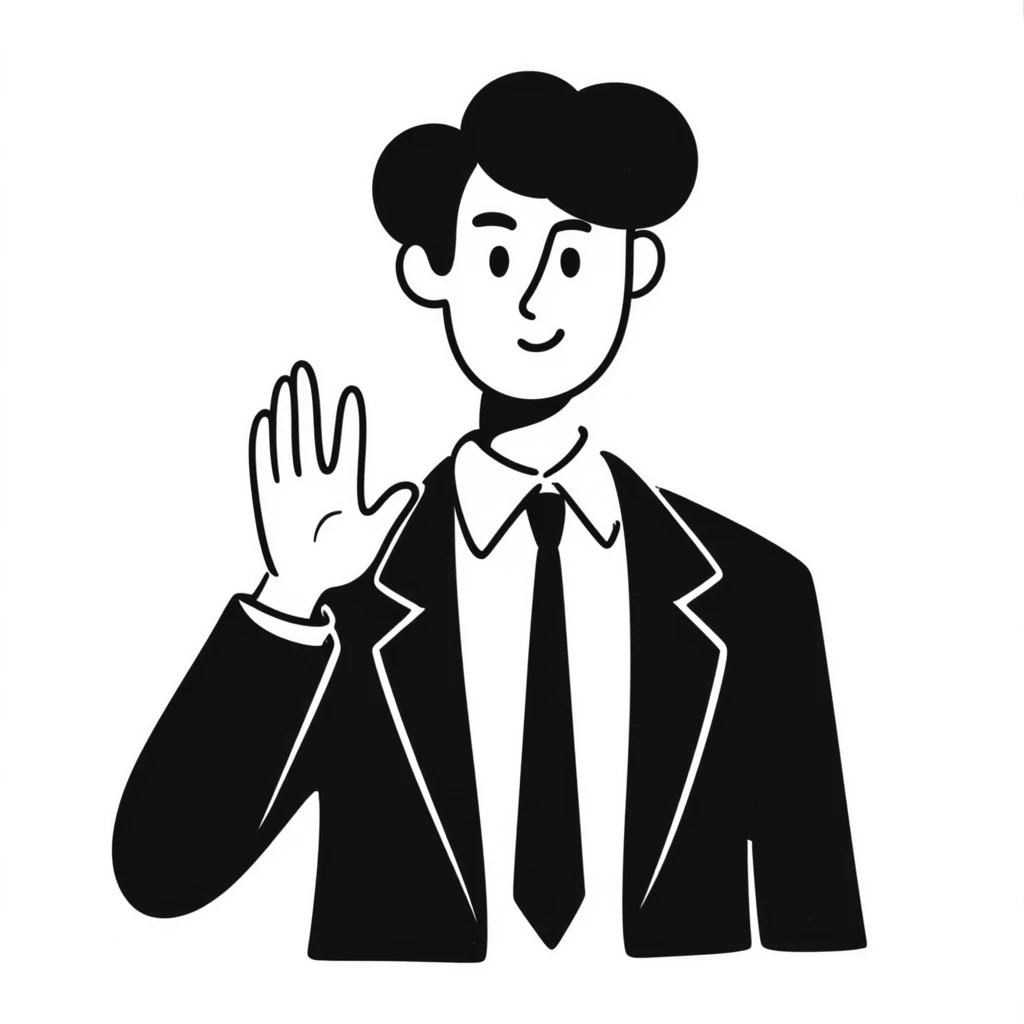 man in a suit raising his hand emoji