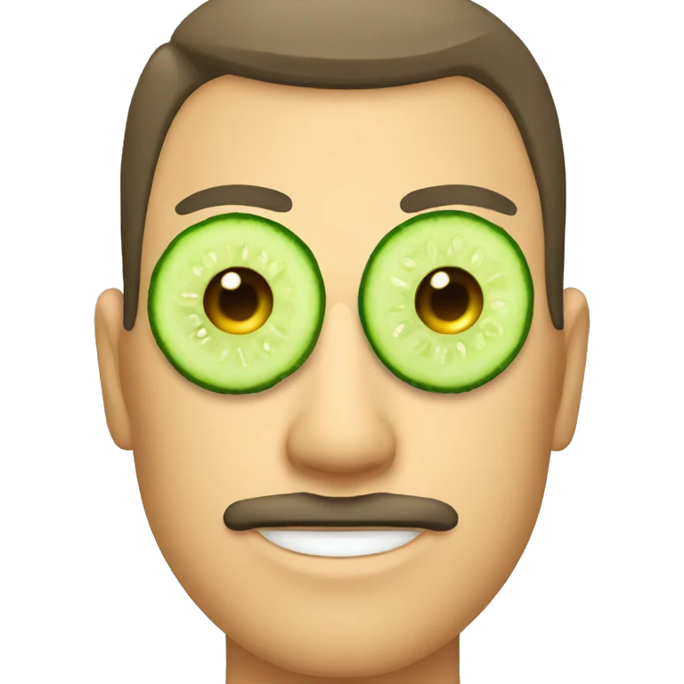 man with cucumber over eyes emoji