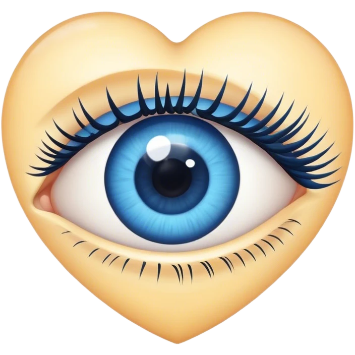 Eye with eyelashes inside blue heart emoji