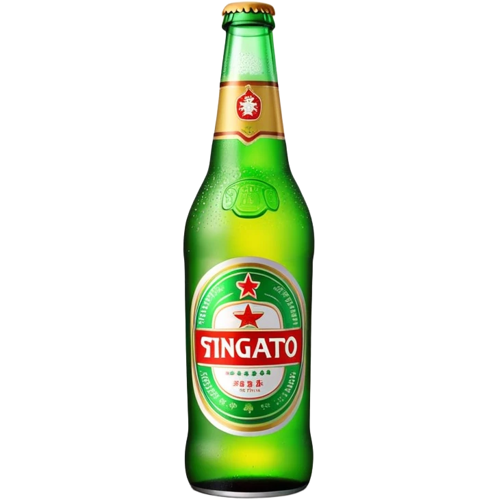Tsingtao beer bottle with green label emoji