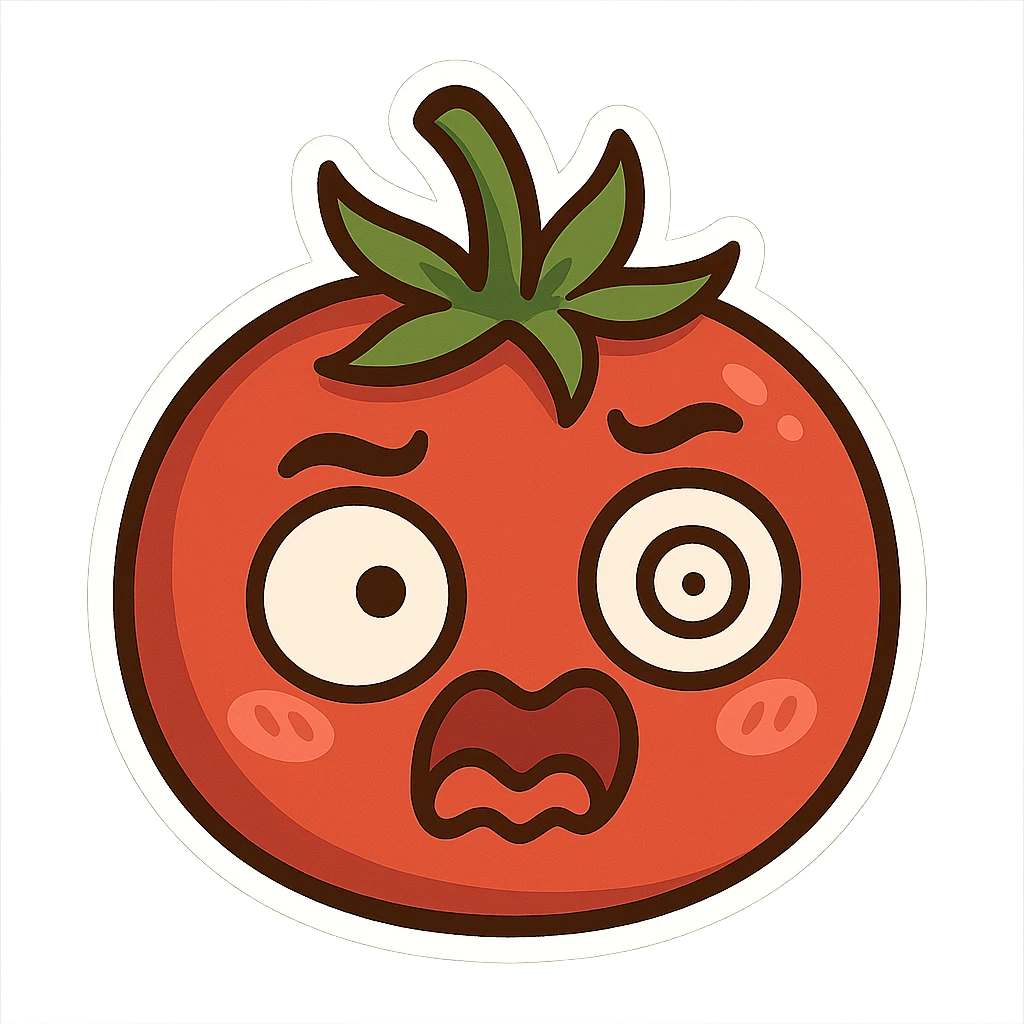 quirky tomato emoji, exaggerated features, distinct style emoji