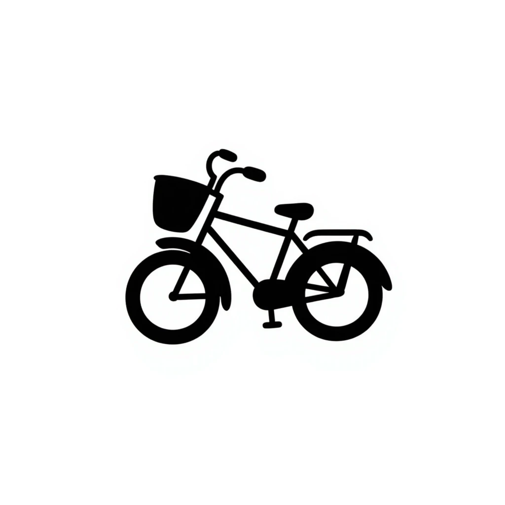 hand-drawn bicycle with basket emoji