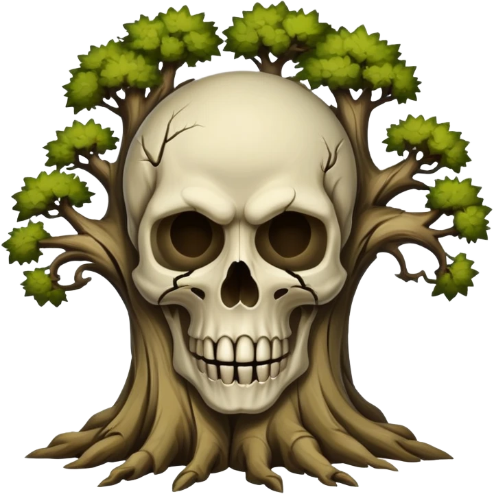Tree with skull face emoji