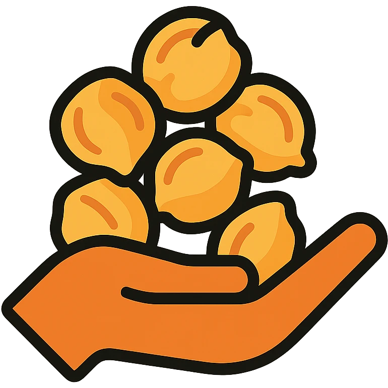 a handful of chickpeas, flat icon style, minimalistic, clean lines emoji