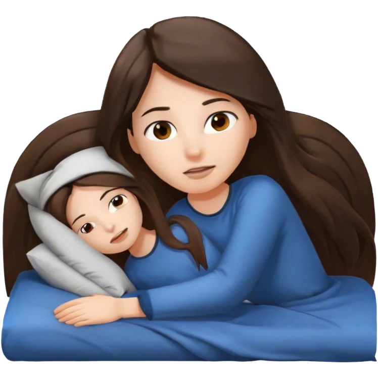 brunette girl waking up longhair  emoji