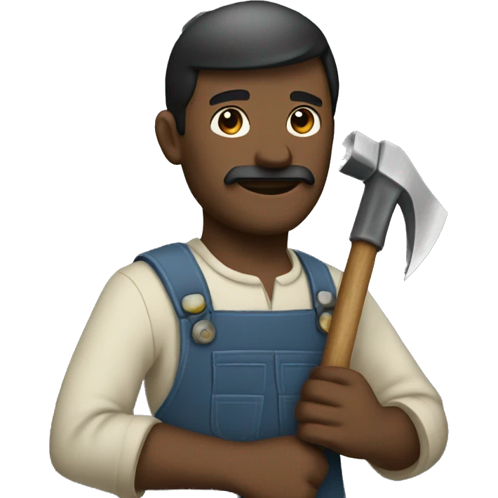 Man holds a sickle in one hand and a hammer in the other emoji