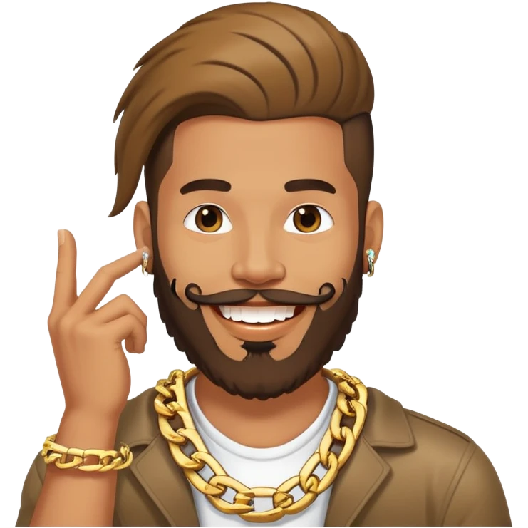 A guy from New York City with a beard and very, very shiny teeth and a rap chain emoji