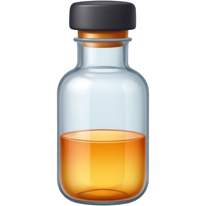 iOS-style emoji of a small medicine bottle. Rounded shape, clear label, simple clean design, smooth gradients, no background emoji